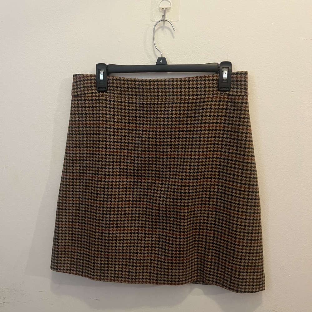 Classic Houndstooth Brown Skirt